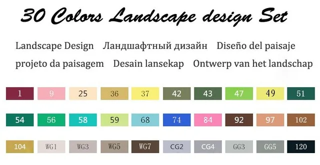 TouchFIVE 30/40/60/80/168 Цвет маркер для рисования набор двойной головой художественный эскиз жирной на спиртовой основе маркеры для анимации ручка - Цвет: 30 landscape