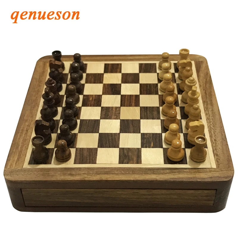 

Upscale Solid Wood Magnetic Super Mini Chess Portable Non-slip Drawer Pieces Box Exquisite Puzzle Convenient Storage Board Games
