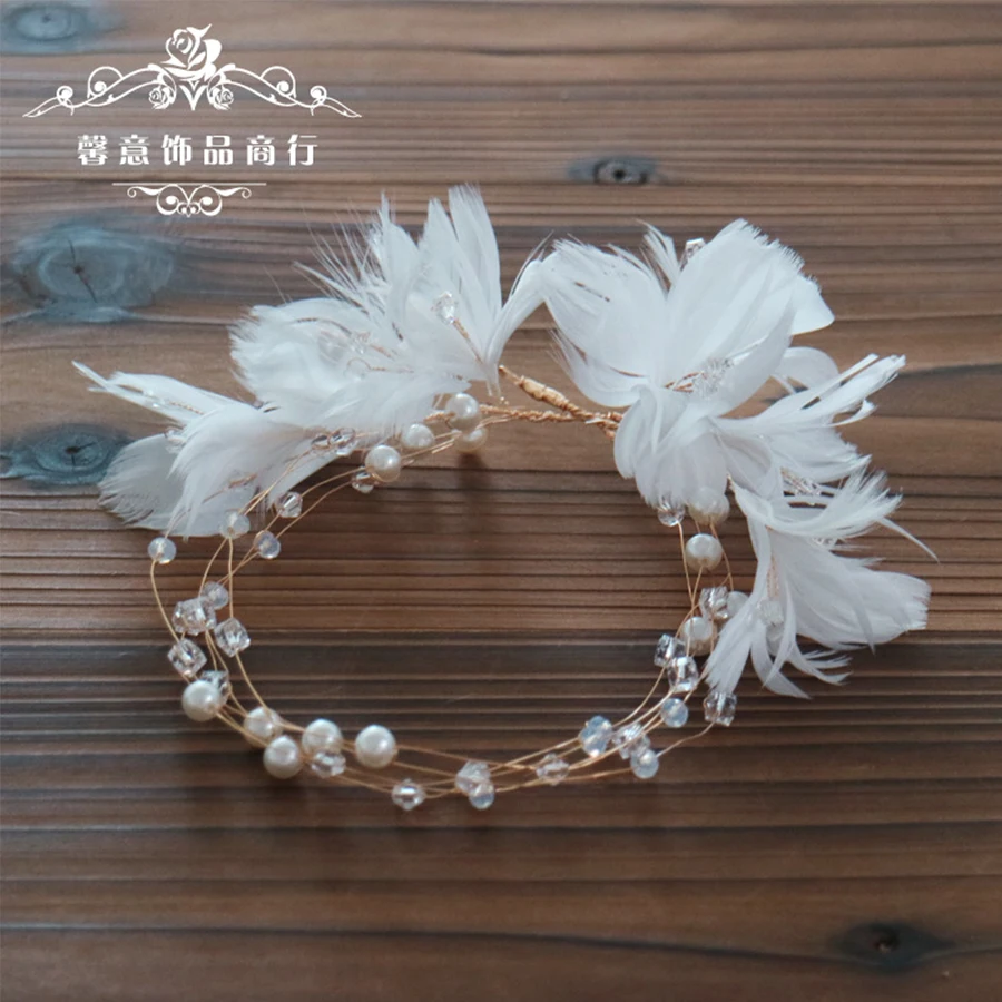 1 шт. венок на голову Bridal'hair Королла Корона перо Цветочный Цветок Свадебный