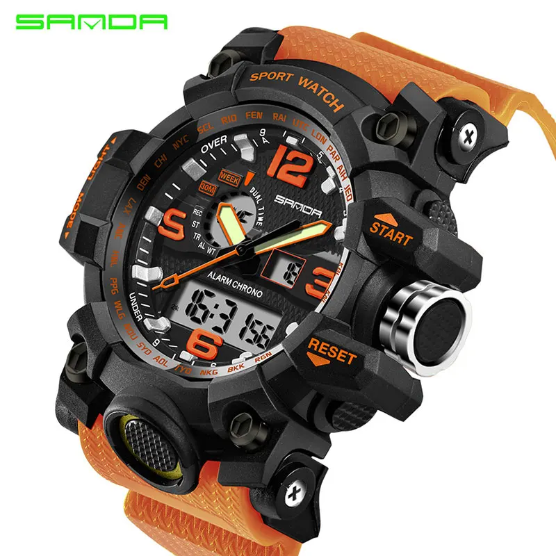 SANDA top luxury brand G style men's military sports watch LED digital watch waterproof men's watch