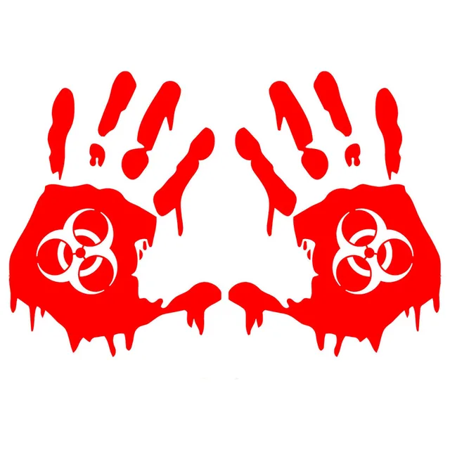 Best Offers 13.5CMX18CM Horror Bloody Hands Zombie Biohazard Vinyl Decals Personalized Car Stickers Red/Black/Silver C1-5017