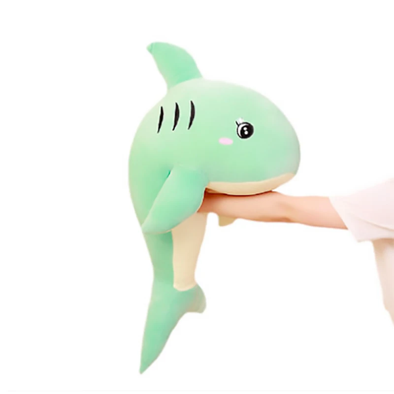 

6-1 Children's Day gift, pink green shark, plush toy, long-length pillow, white shark, doll, doll, toy, dol