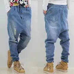 Синие рваные джинсы мужские шаровары джинсовые брюки американские мешковатые джинсы свободные Брюки Большие размеры 28-36