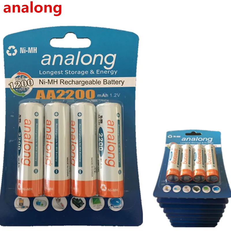 Analong низкий саморазряд прочный AA аккумулятор 1,2 V 2200mAh Ni-MH аккумуляторы 1,2 V батареи