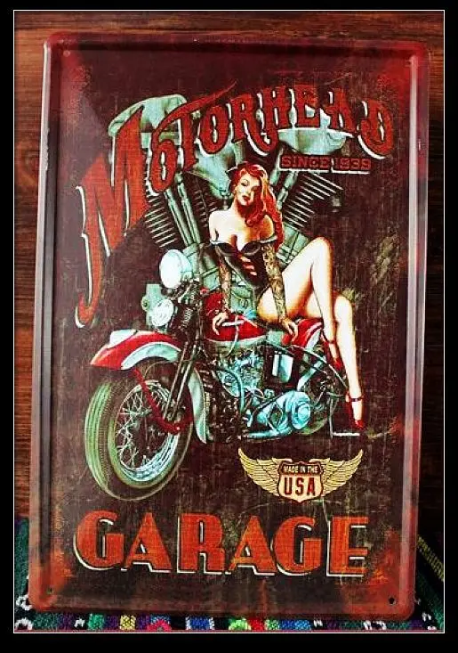 

50pcs/lot Metal Sign shabby chic Motorcycle Garage metal tin signs Art wall decor House Cafe Restaurant Bar Metal Paintings 20x3