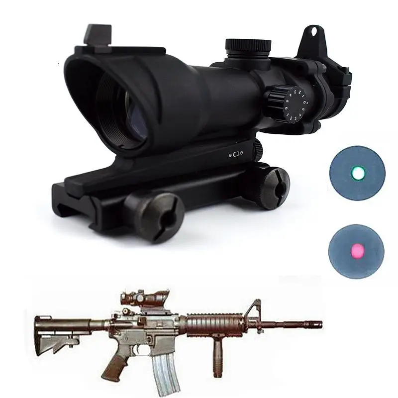 Горячая Тактический Red Dot Airsoft воздуха Пистолет Прицел Acog 1x32 зеленый волоконно