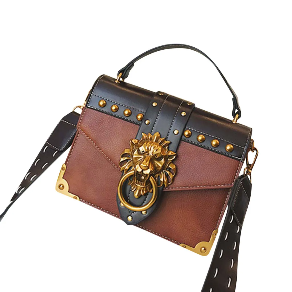 Модная металлическая Львиная головка, маленькая квадратная сумка на плечо, сумка через плечо, посылка через плечо, клатч, Женский дизайнерский кошелек, сумки, Bolsos Mujer