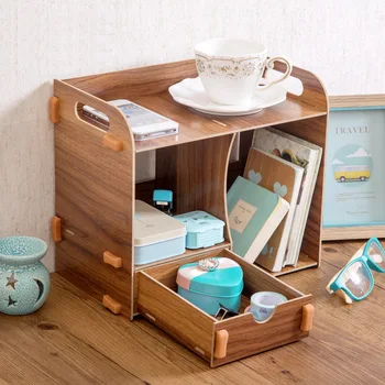 

Desktop drawer storage box wooden stationery bookshelf desk creative wooden finishing rack wx41061701