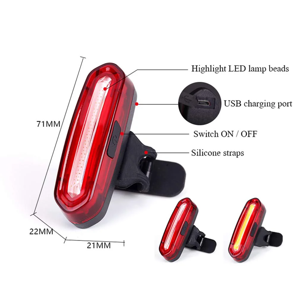 Flash Deal 2pcs 120 Lumens LED Waterproof  Rechargeable Bike Light USB Bicycle Light Reflector Rear Lights LED Bike Light Bike Accessories 5