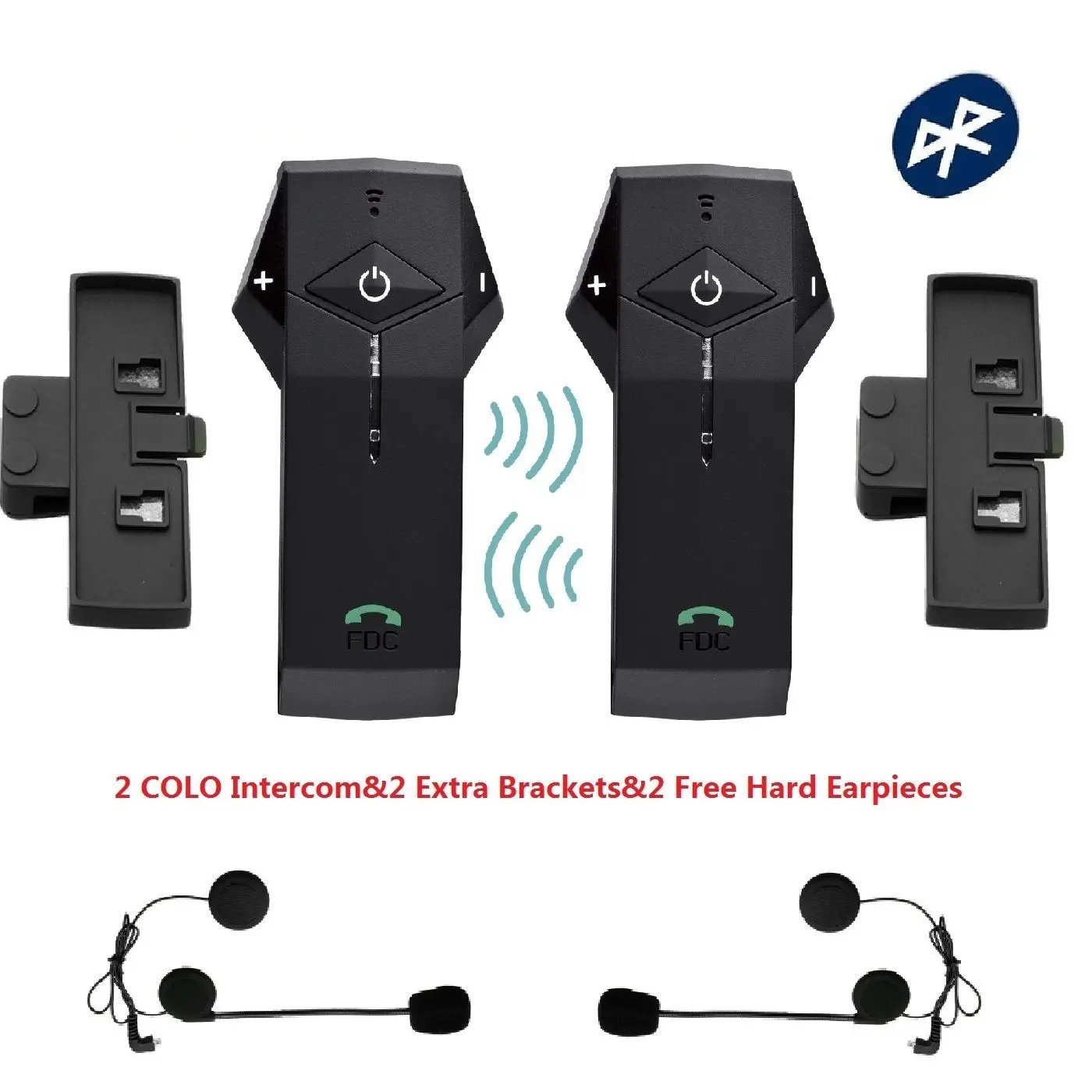 

Free Shipping! 2xCOLO 1KM NFC Wireless Bluetooth Motorcycle Helmet Intercom+Hard&Soft Earpiece