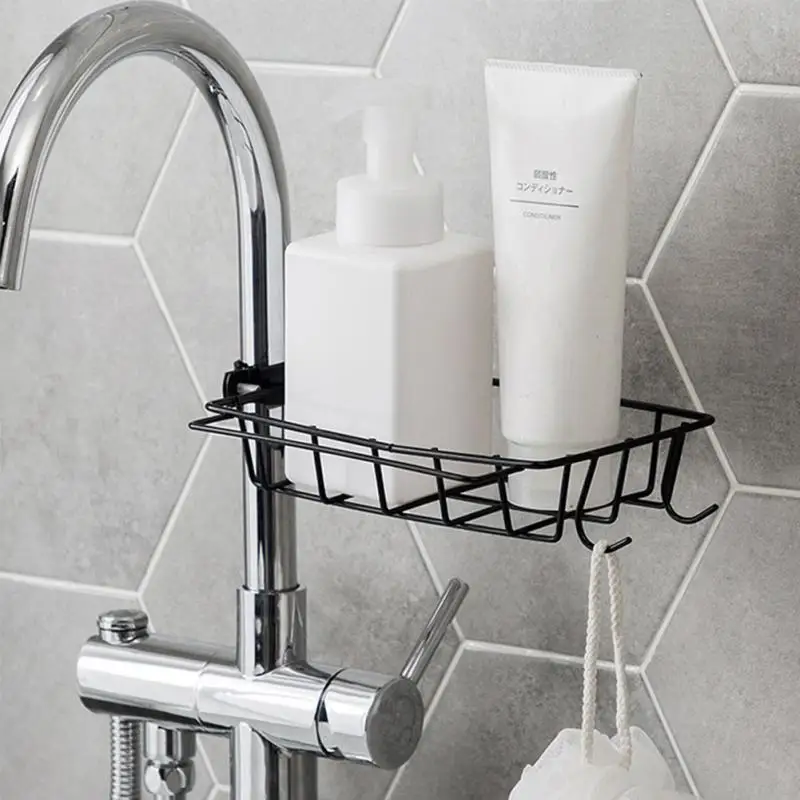 صنبور كليب استنزاف الرف الحديد سلك شنقا منشفة المنظم الحمام الحاملة قوي قدرة كبيرة بالوعة المطبخ تخزين الرف