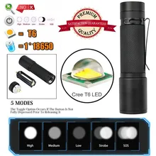 Тактический Полицейский 5000LM зум XM-L T6 светодиодный 5 режимов фонарик Алюминий факел безопасности и выживания Z1228