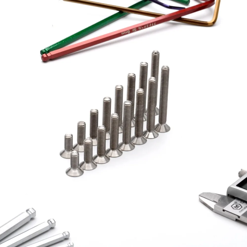 

TonKing Titanium Screws GR5/TC4 Fastener Metric Titanium DIN7991 M6 Countersunk head hex bolt 50 pcs