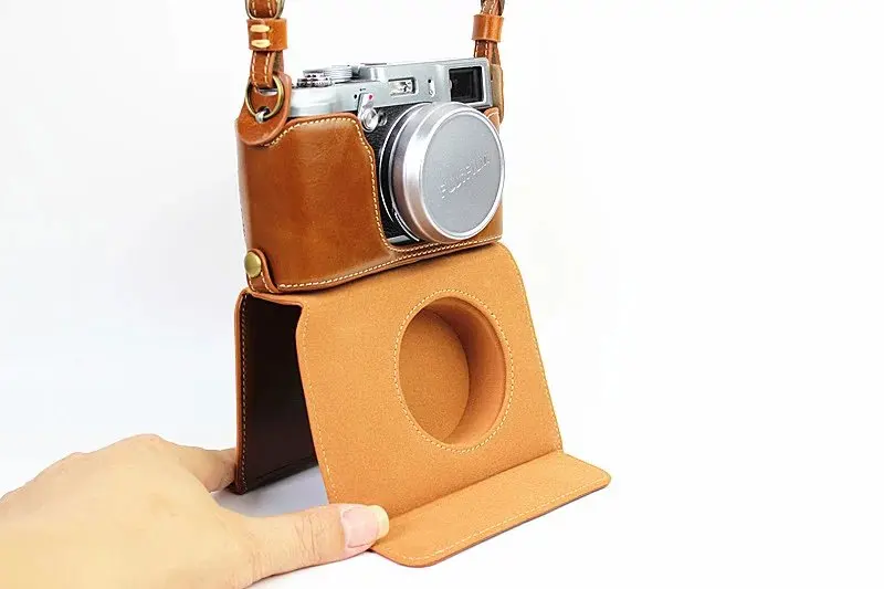 Делюкс издание ретро Винтаж из искусственной кожи Камера чехол сумка для цифровой фотокамеры Fuji x100 x100s x100t с нижней поверхностью Батарея открытие