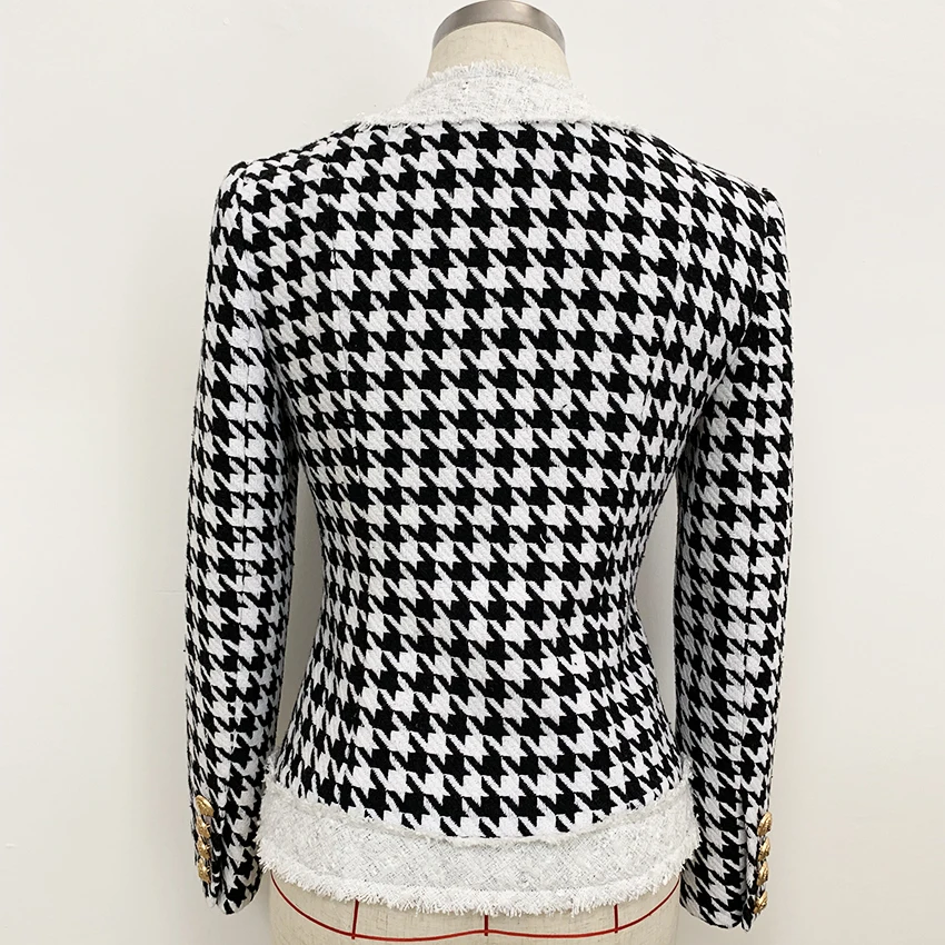 discount  HIGH QUALITY Newest 2019 Autumn Winter Baroque Designer Jacket Women's Color Block Zip Houndstooth 