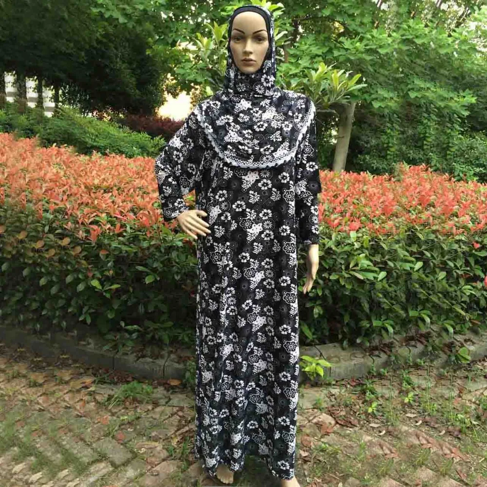 Printed Lycra Prayer Dress Muslim Maxi Jilbab 1pc font b abaya b font Wholesale font b