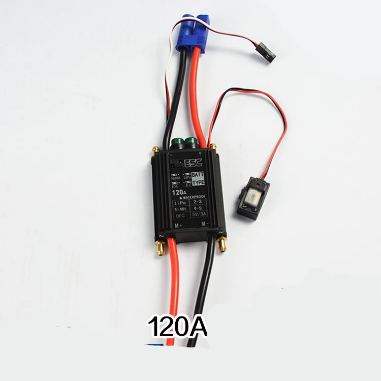 

1PC Bidirectional Waterproof 120A ESC 7.4-11.1V 3S Water-cooled ESC Forward/Backward Brushed Speed Controller for RC Boats Parts