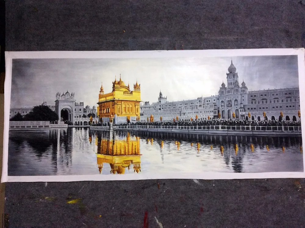 High Quality Original The Golden Temple Amritsar Oil Painting on Canvas