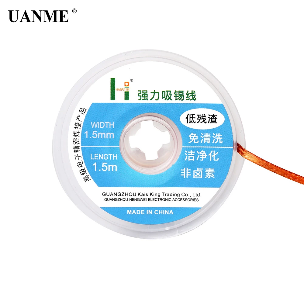 

1.5mm 2mm 2.5mm 3mm 3.5mm Width 1.5M Length Desoldering Braid Welding Solder Remover Wick Wire Lead Cord Flux BGA Repair Tool