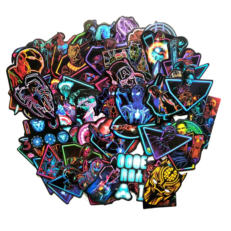 

50PCS Neon Super hero Avengers Stickers for Car Luggage Laptop Decal Skateboard Stickers Bike Motorcycle Fridge Bomb JDM Sticker