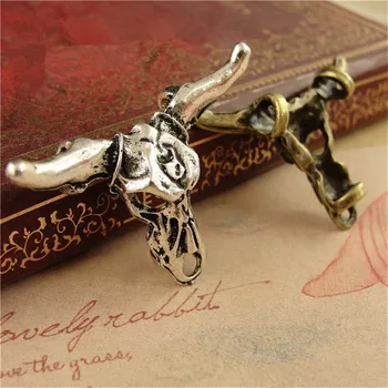 

(30 pieces/lot) 31*37MM antique bronze /antique silver color vintage style metal tauren charms pendant diy jewelry hm540