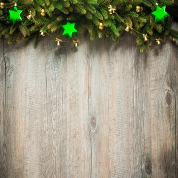 

Christmas Leaves Wood Wall Backgrounds Vinyl cloth High quality Computer printed party backdrops