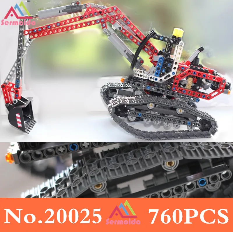 

sermoido 20025 Genuine Technic Series the Red Engineering Excavator Set 8294 Building Blocks Bricks Educational Toys DBP171