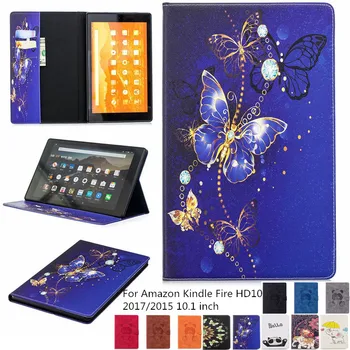 

For Amazon Kindle Fire HD10 2017 Case 10.1"inch Magnetic Leather Case for New Fire HD 10 2017 / 2015 Smart Cover Shell Skin +pen