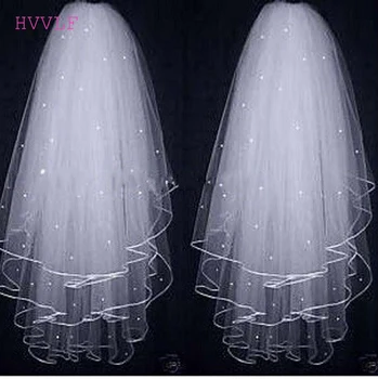 GRAN OFERTA ❤️ Velo de novia de tres capas con borde de cinta, velo de boda con perlas, marfil, blanco, corto, 3 capas - discount item 10% OFF Bodas y eventos