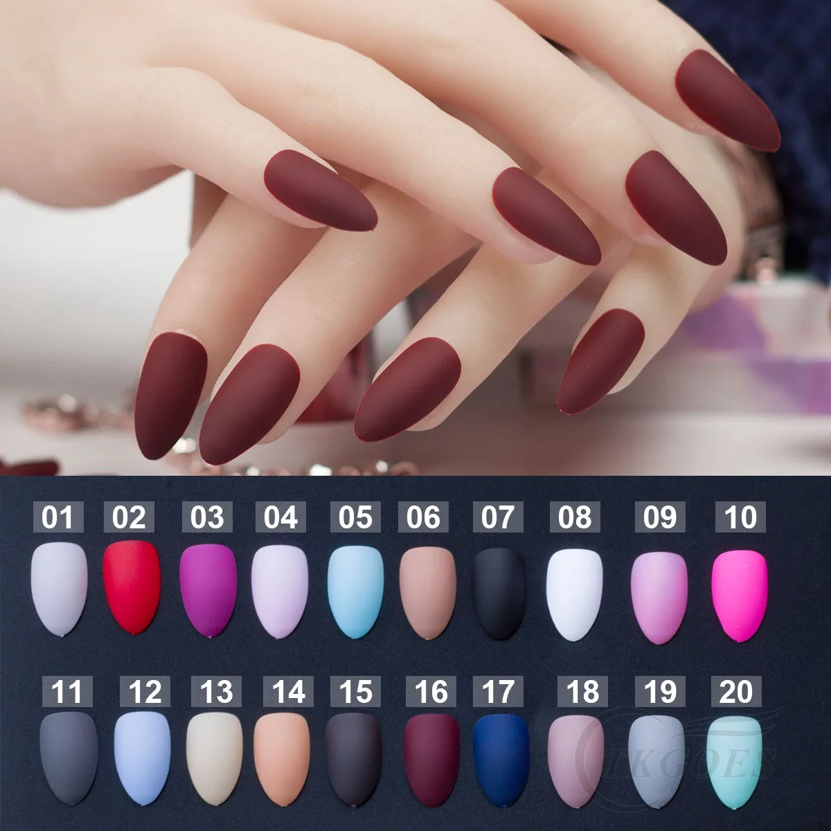 24 Pcs Stiletto Nails Matte Finishing Almond Nails Stiletto False Nails ...