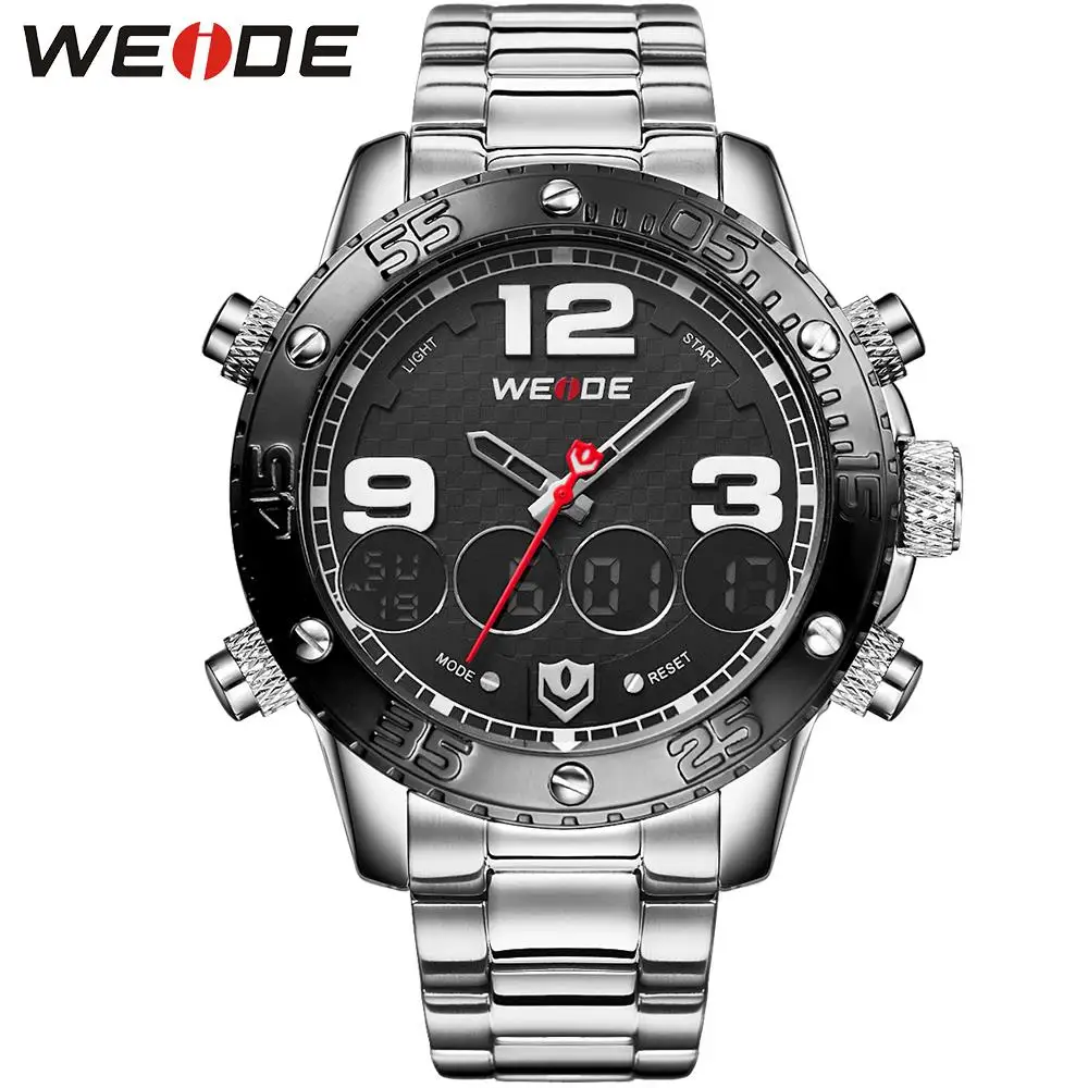 Роскошные WEIDE Мужские Спортивные Часы Из Нержавеющей Стали Цифровые Аналоговые