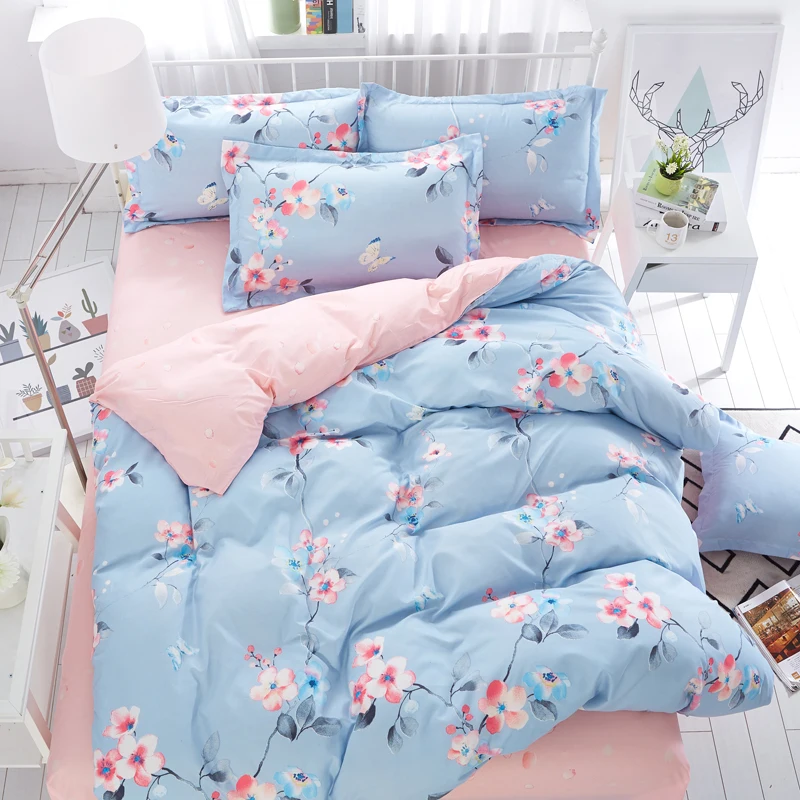 

Butterfly Flower Bedding Set Girls Twin Queen King Size 3/4pcs Floral Flat Bed Sheet Duvet Cover Pillowcase Bed Linen Bedspreads