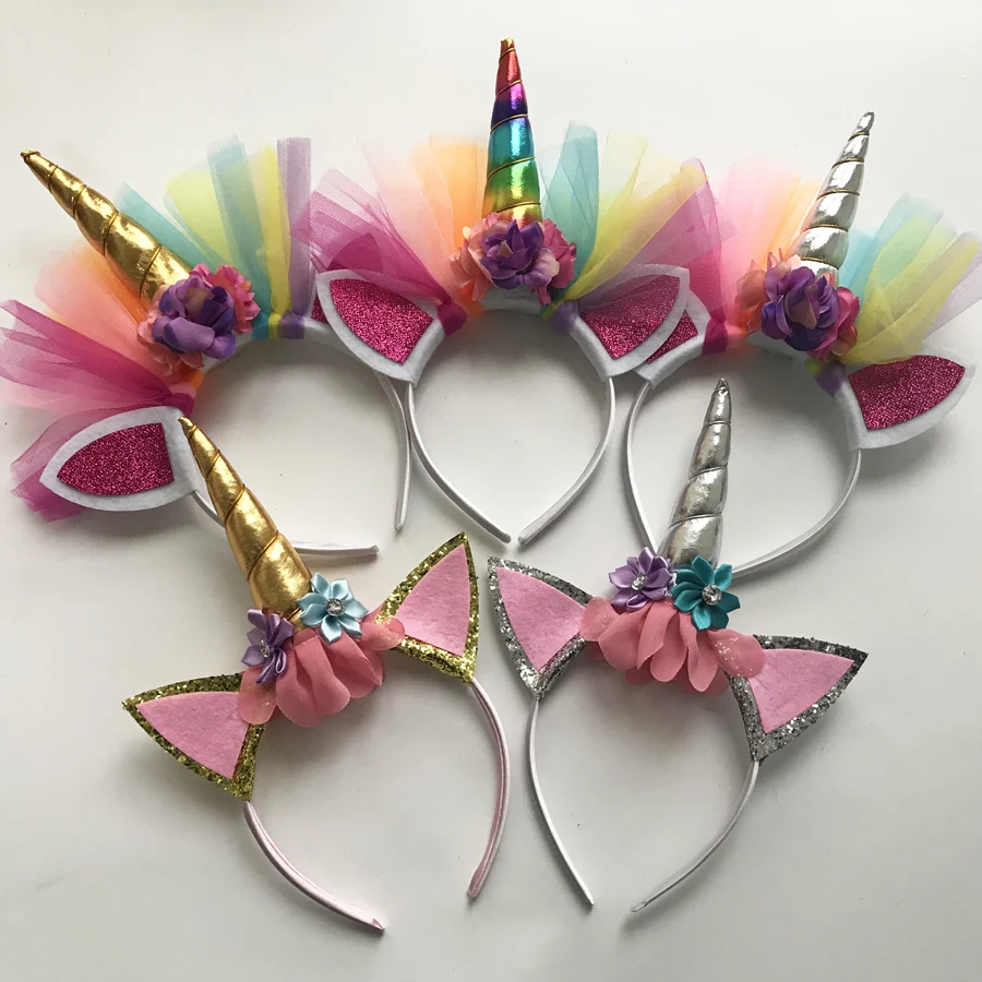 

10PCS Glitter Unicorn Horns Headband,For Girls And Kids 2017 Felt Padded Unicorn Headband Hair Accessories,DIY Unicorn Party