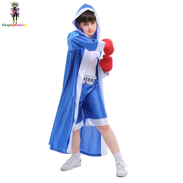 Halloween Gold Belt Competition Cosplay Costume Blue/Red Boxer Boy