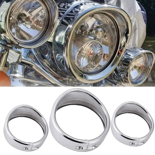 Buy 7inch black/Chrome Visor Style Headlight Trim Ring