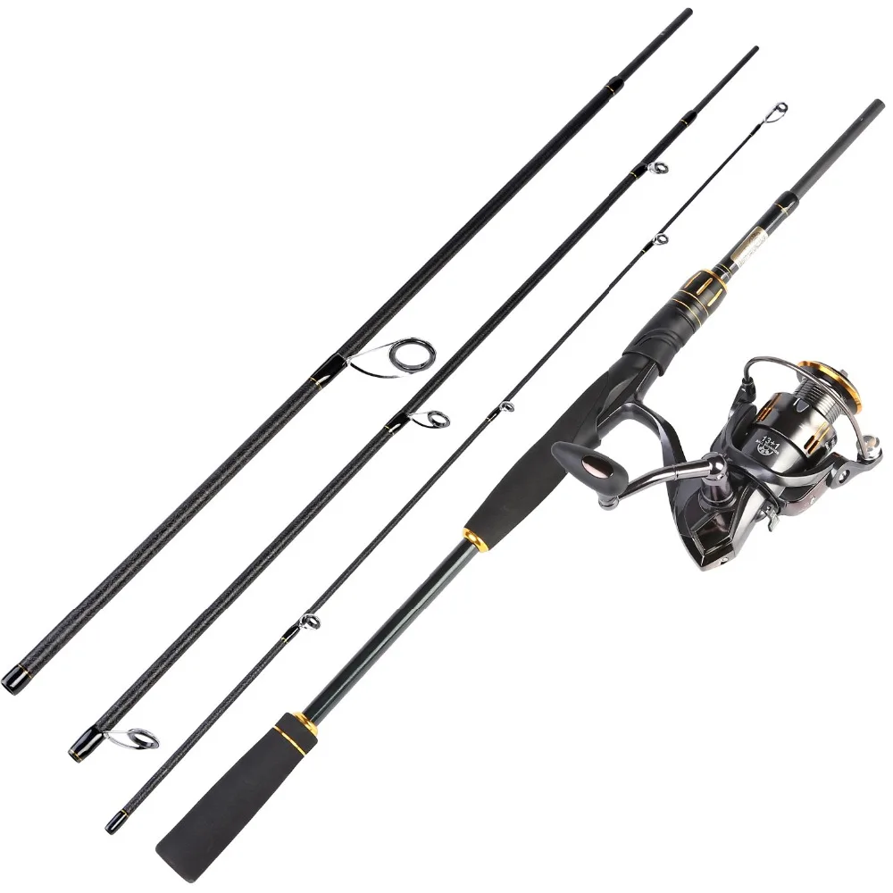 

Sougayilang 4 Sections 2.12m Fishing Rod and Spinning Reel Combo Carbon Spinning Rod and Casting Fishing Wheels Sets Lure Rod