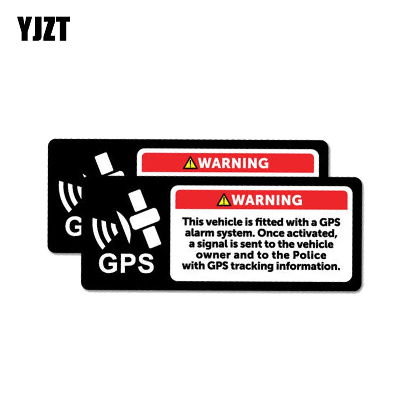 

YJZT 2X 12CM*4.8CM Car Warning Gps Alarm System Stickers Decal PVC 12-0690