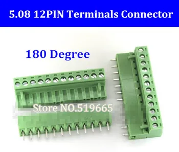 

5.08 5.08mm 12pin 12-Pin Terminal plug type 300V 10A 5.08mm pitch connector pcb screw terminal block 180 degree