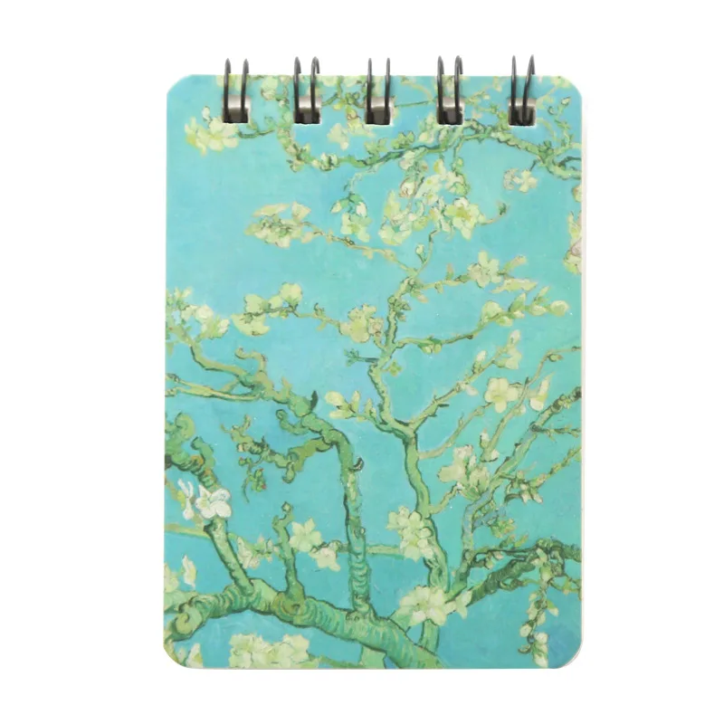 

12 pcs/Lot Vintage painting spiral notebook Mini coil memo pad planner Starry star Flower rose Stationery School supplies A6445