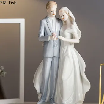 

Character Couple Statue Ceramics Sculpture Ornaments Wedding Gifts European Style Home Decorations Gift