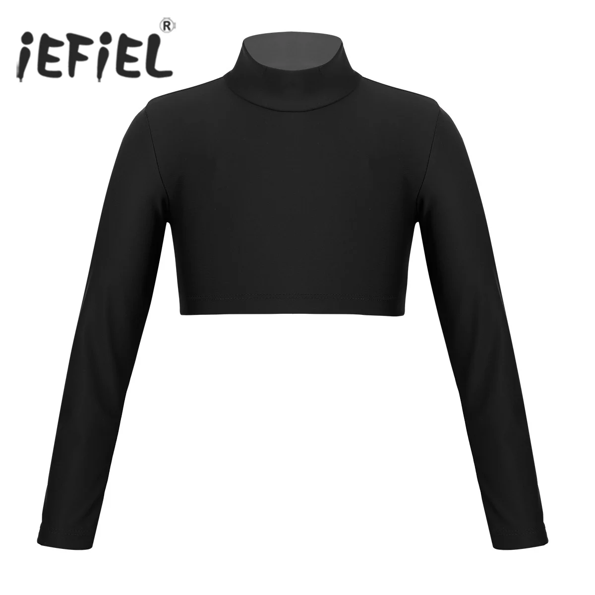 

iEFiEL Girls Fashionable Dancewear Polo Neck Crop Top for Dancing Stage Performance Ballet Gymnastics Leotard Tops for Kids