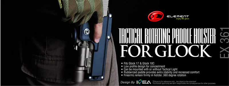 Элемент Тактический вращающийся весло кобура для Glock 17 18C Airsoft пистолет кобура пояса аксессуары EX361