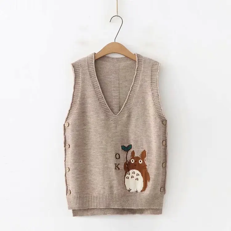 

Cartoon Totoro sleeveless knitted vest sweater