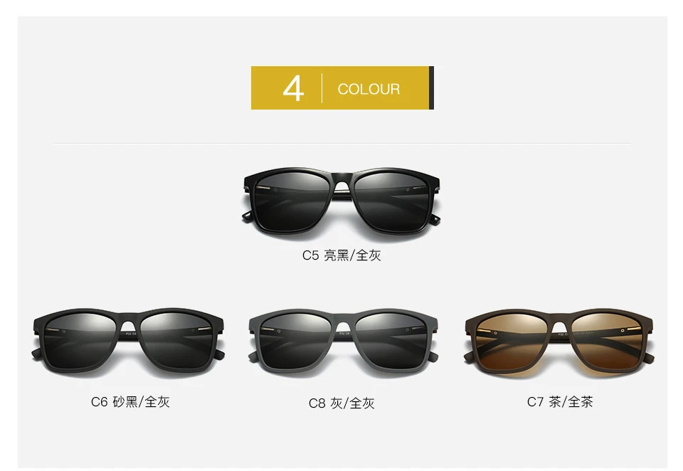 Ruosyling поляризованных солнцезащитных очков Для мужчин Для женщин для вождения квадратная рамка солнцезащитные очки мужские очки UV400 2018