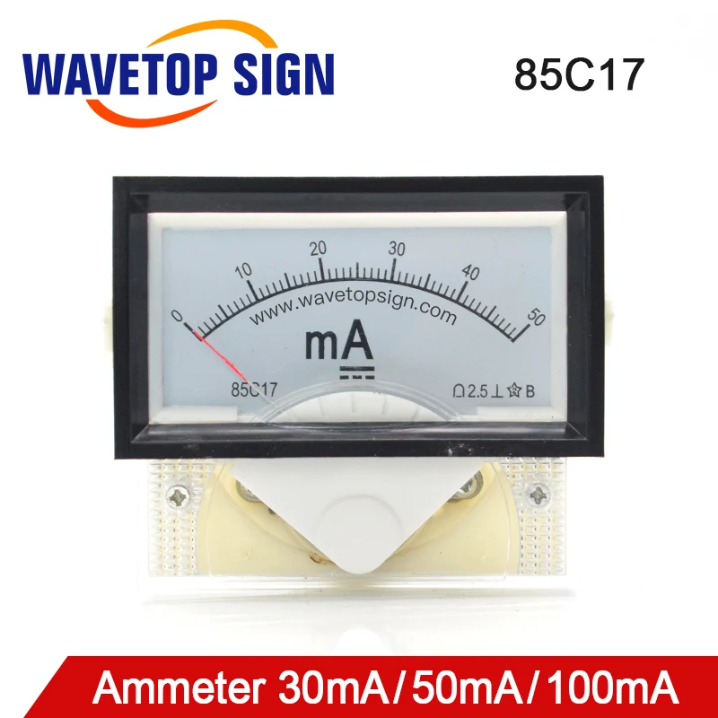 WaveTopSign 30mA 50mA Амперметр 85C17 DC 0-50mA аналоговая AMP Панель измеритель тока для CO2 лазерный станок для гравировки и резки