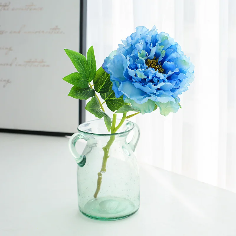 rose artificial Flower silk Peony  fake peonies yellow pink blue  (3)