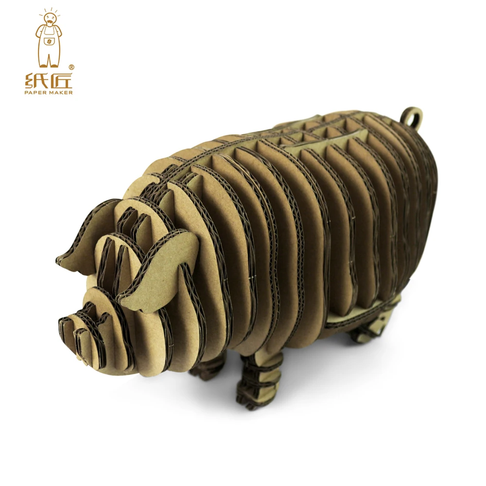 

3d Puzzle Piggy Toy Model Paper Craft Kids Adult DIY Art Cardboard Animal Cute Pig Decoration Parent-child Educational Game Gift