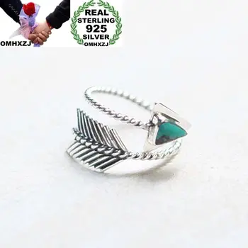 

OMHXZJ Wholesale European Fashion Woman Girl Party Wedding Gift Silver Black Green Leather Arrow Taiyin Ring RR336