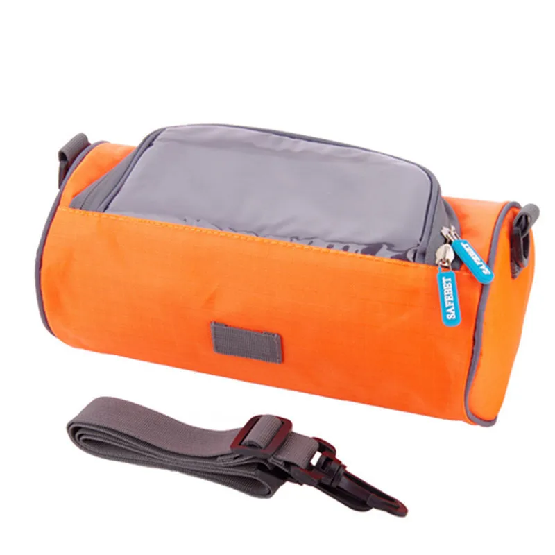 Водонепроницаемые мотоциклетные велосипедные сумки с сенсорным экраном для телефона, велосипедная сумка для хранения, чехол с передней трубкой, цилиндрическая сумка на руль - Название цвета: Оранжевый