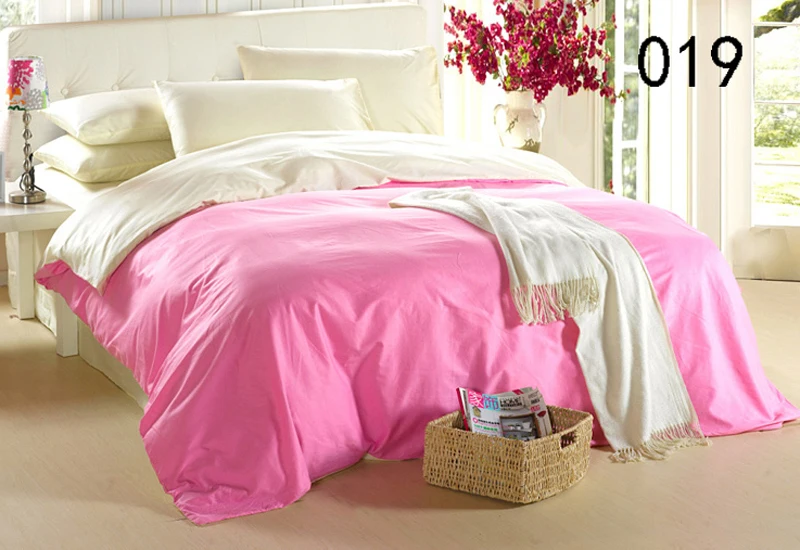 

Solid Pink Beige Cotton 4Pcs Bedding Sets Duvet Cover Quilt Cover Bedroom Cover Bed Sheet Pillowcase Bedclothes Set Bed Linens